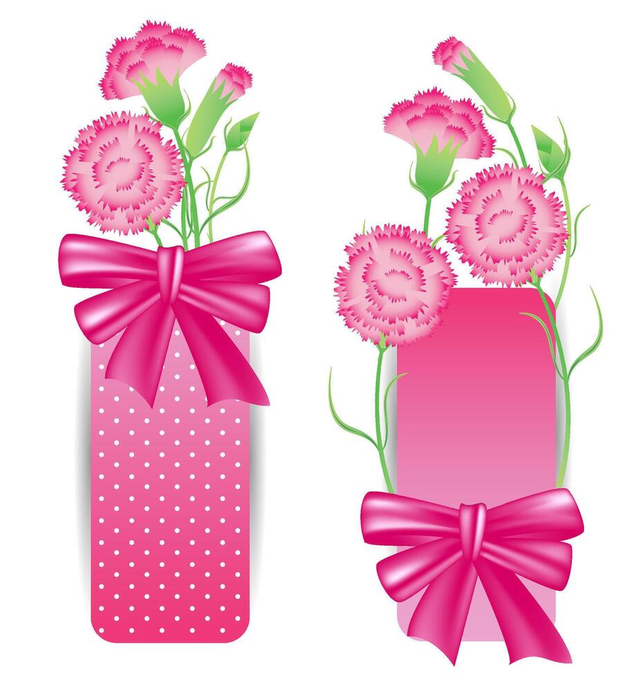 Ribbon with Carnation for mothers day card vector