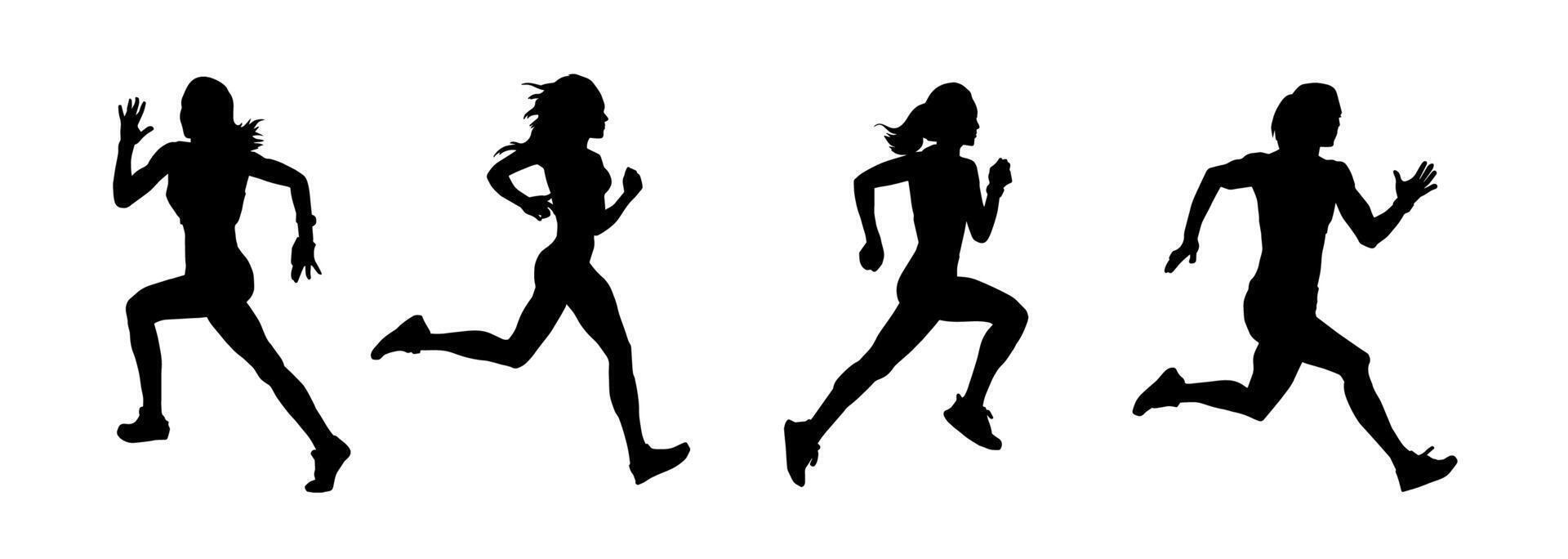 silueta colección de mujer corriendo pose. silueta de deportivo hembras en corriendo pose. vector