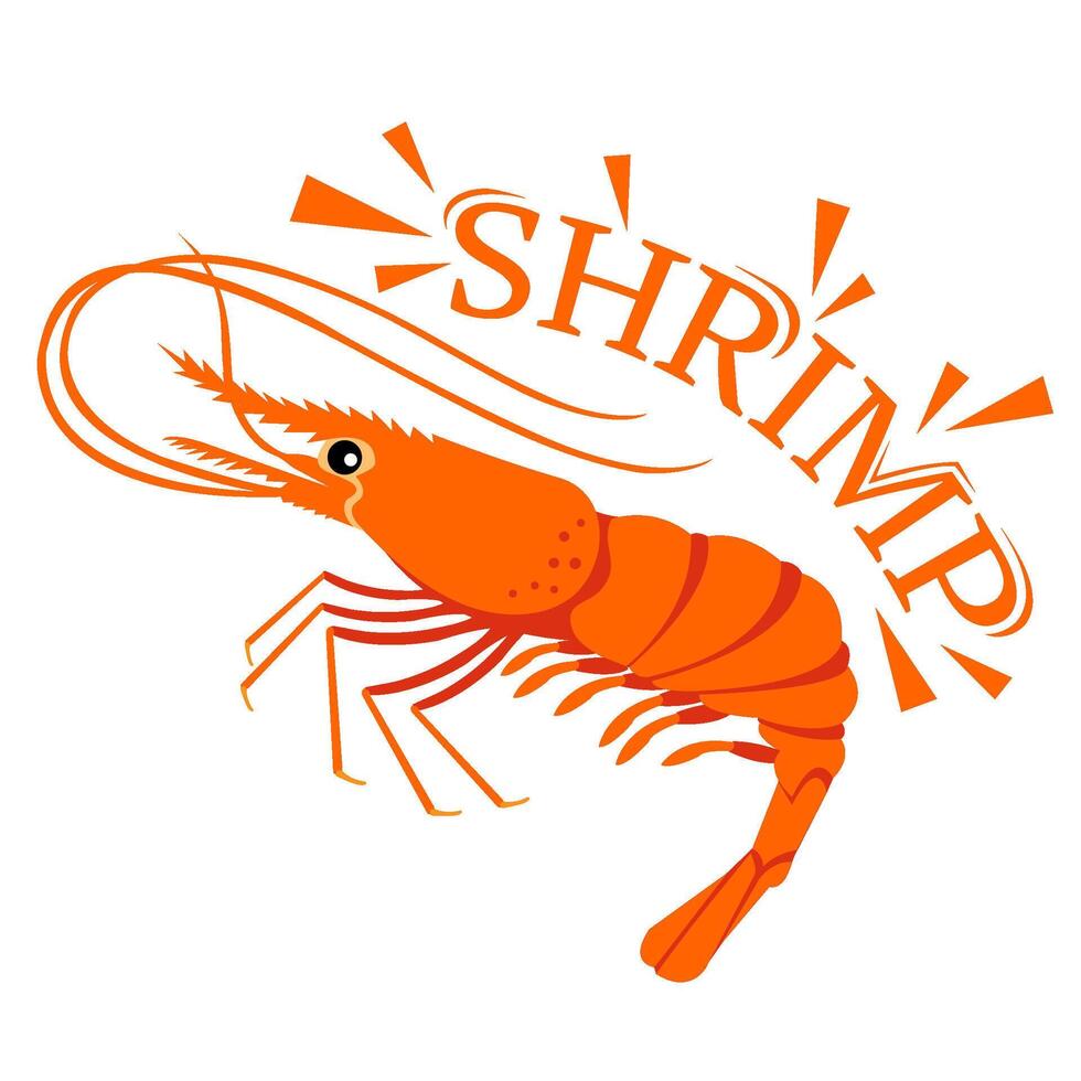 Shrimp cartoon with text for food flavor vector