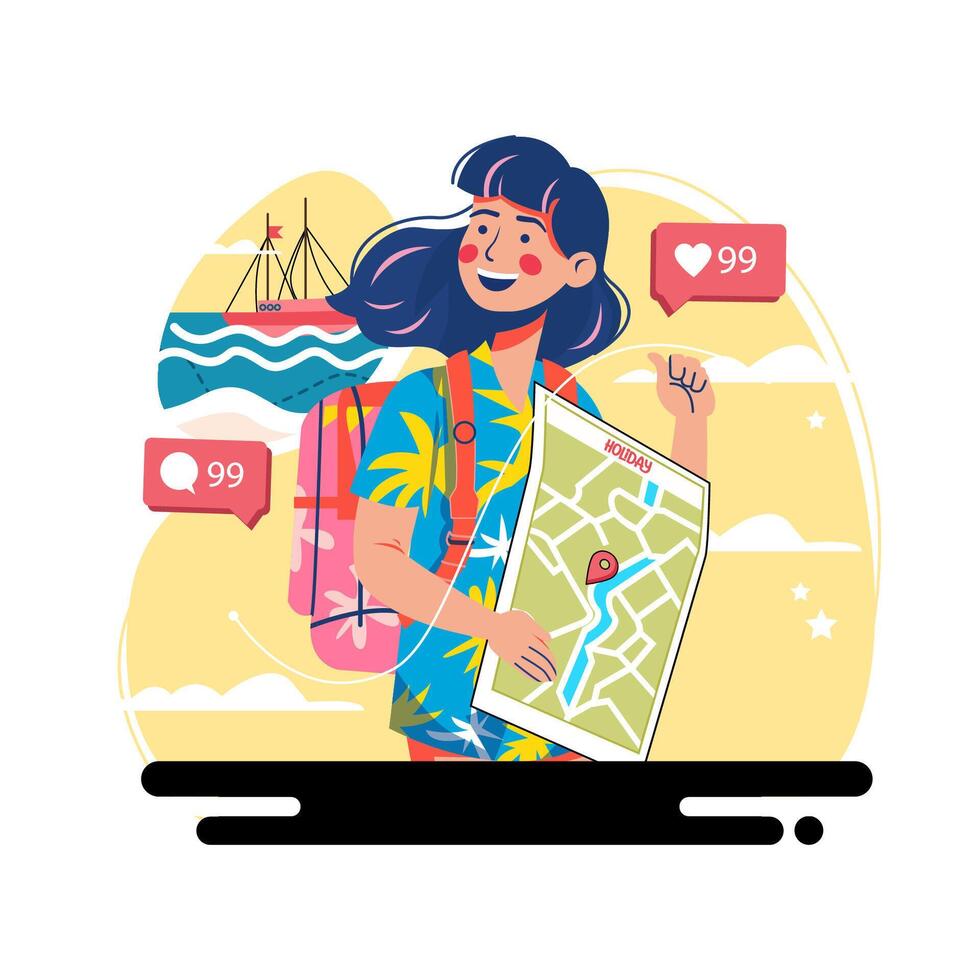 Beauty tourist character illustration design vector