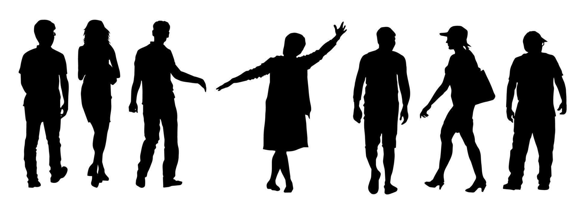 Stylish man and woman in standing pose. Crowd of people, man and woman. vector