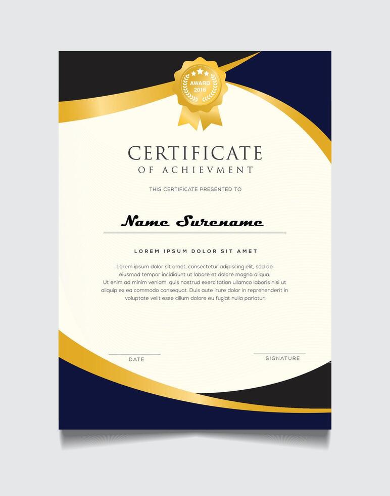 elegant modern gold base diploma certificate template. Use for print, certificate, diploma, graduation vector