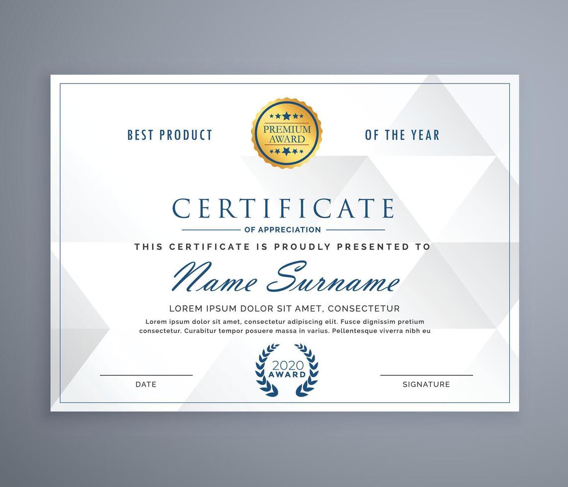 Black and gold certificate of appreciation border template with luxury badge and modern line and shapes. For award, business, and education needs. Diploma template vector