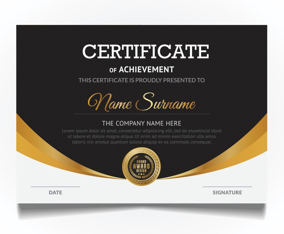 elegant modern gold base diploma certificate template. Use for print, certificate, diploma, graduation vector