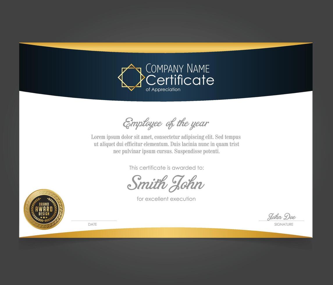 elegant modern gold base diploma certificate template. Use for print, certificate, diploma, graduation vector