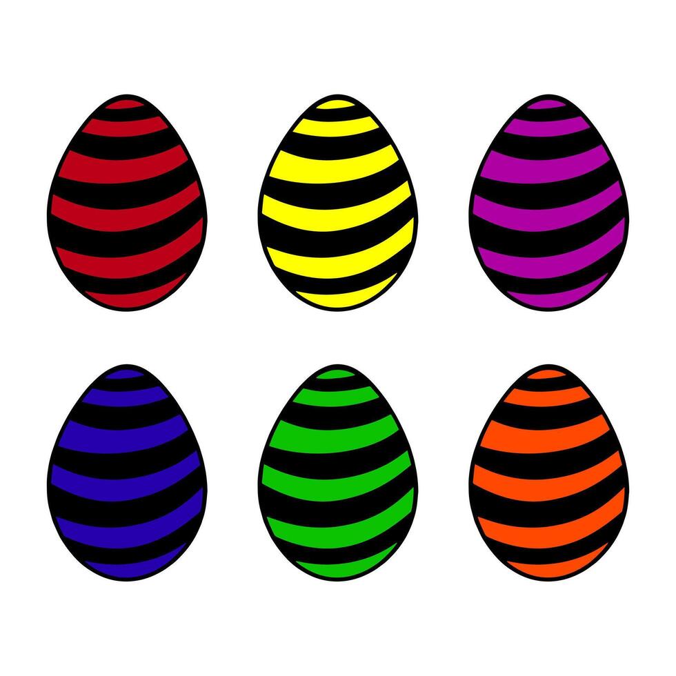 de colores Pascua de Resurrección huevos. conjunto de de colores a rayas huevos. vector