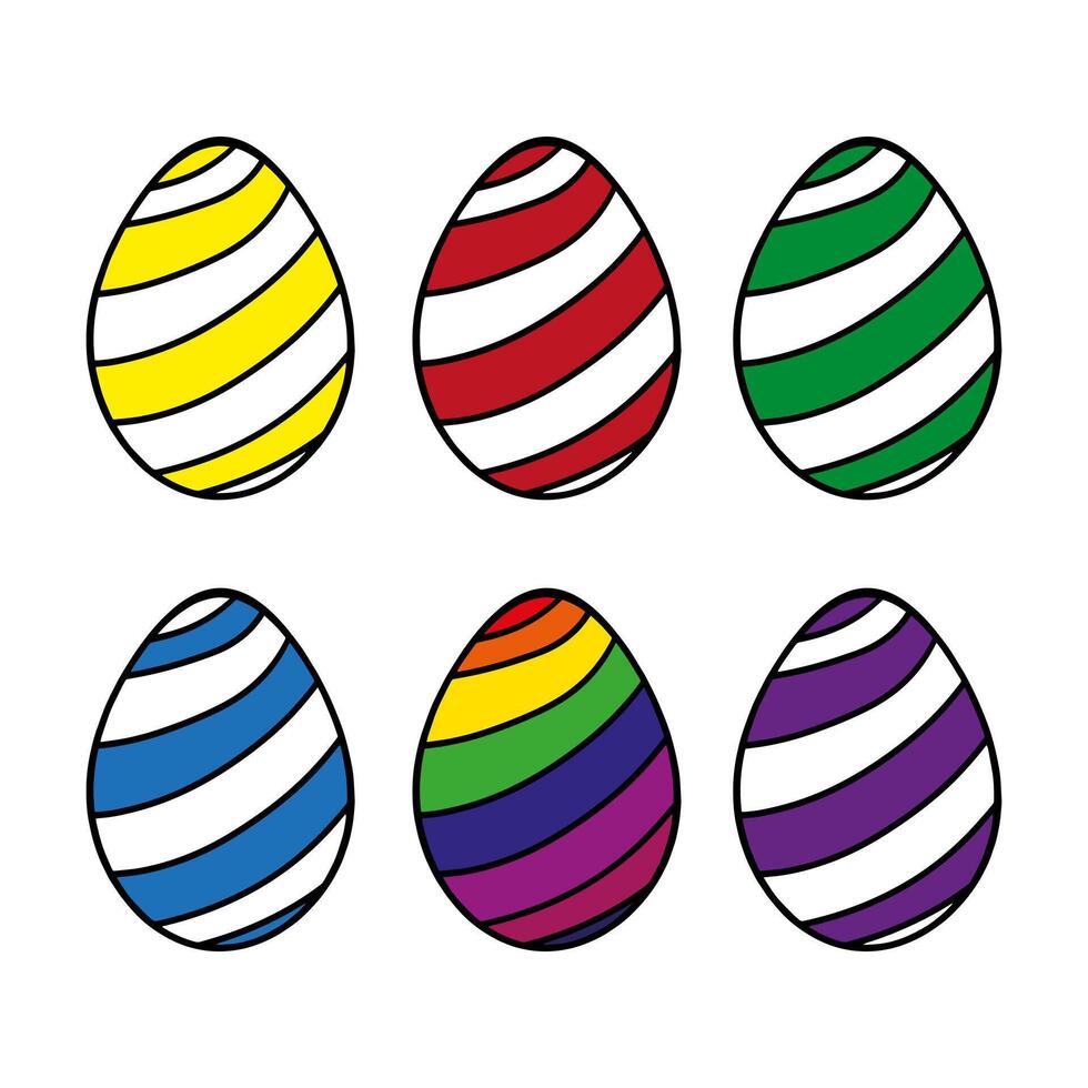 de colores Pascua de Resurrección huevos. conjunto de de colores a rayas huevos. vector