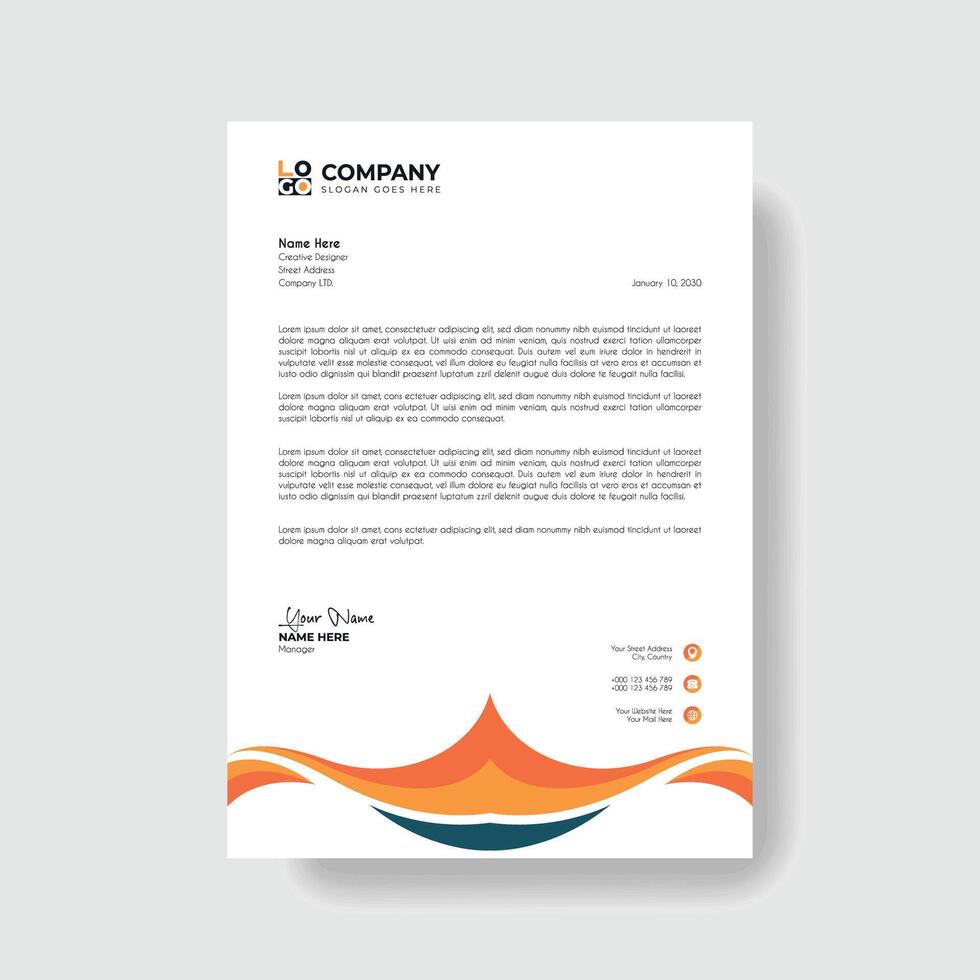 Professional And Creative Modern Corporate Business Letter Head Template. vector