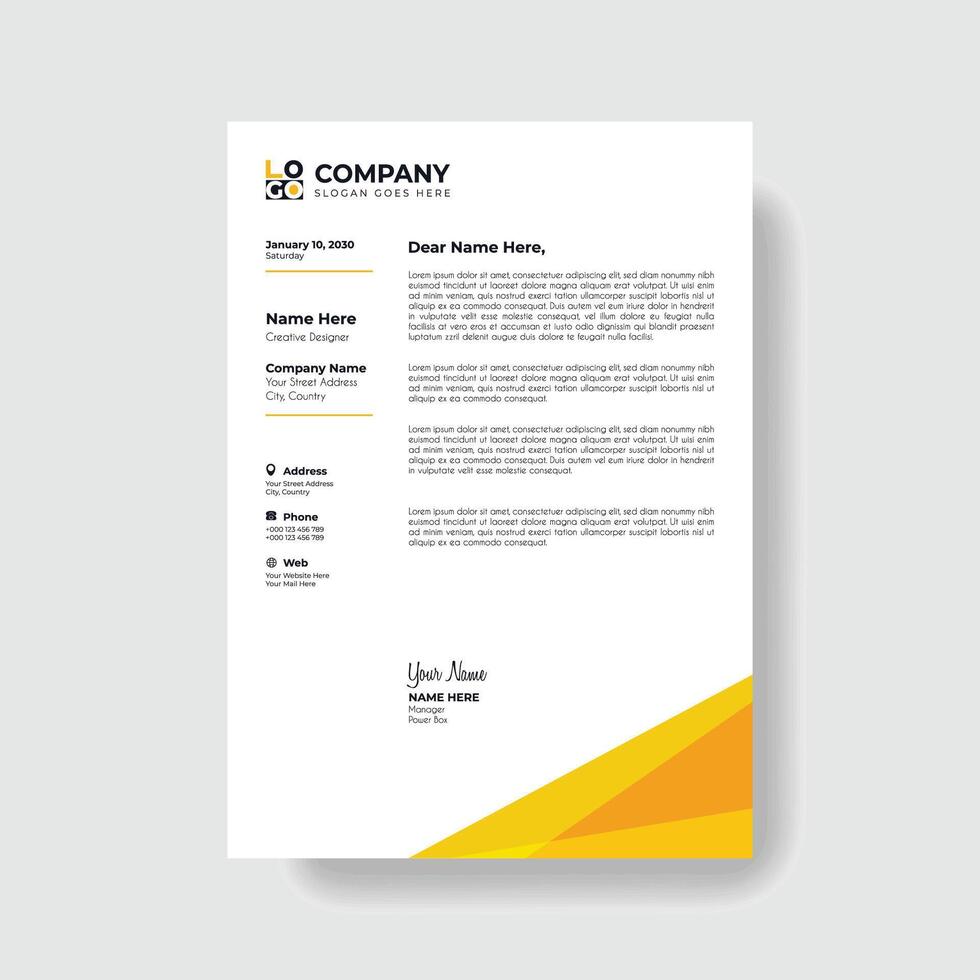 Professional And Creative Modern Corporate Business Letter Head Template. vector