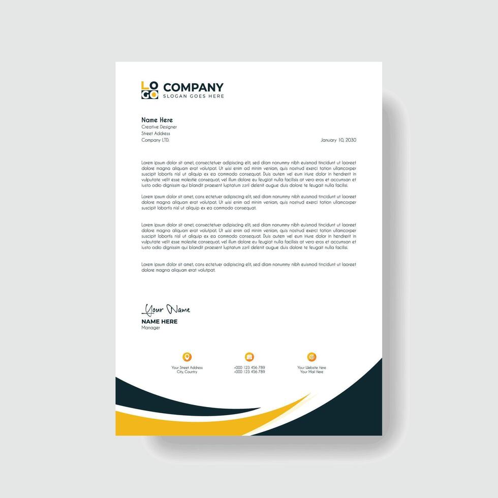 Professional And Creative Modern Corporate Business Letter Head Template. vector