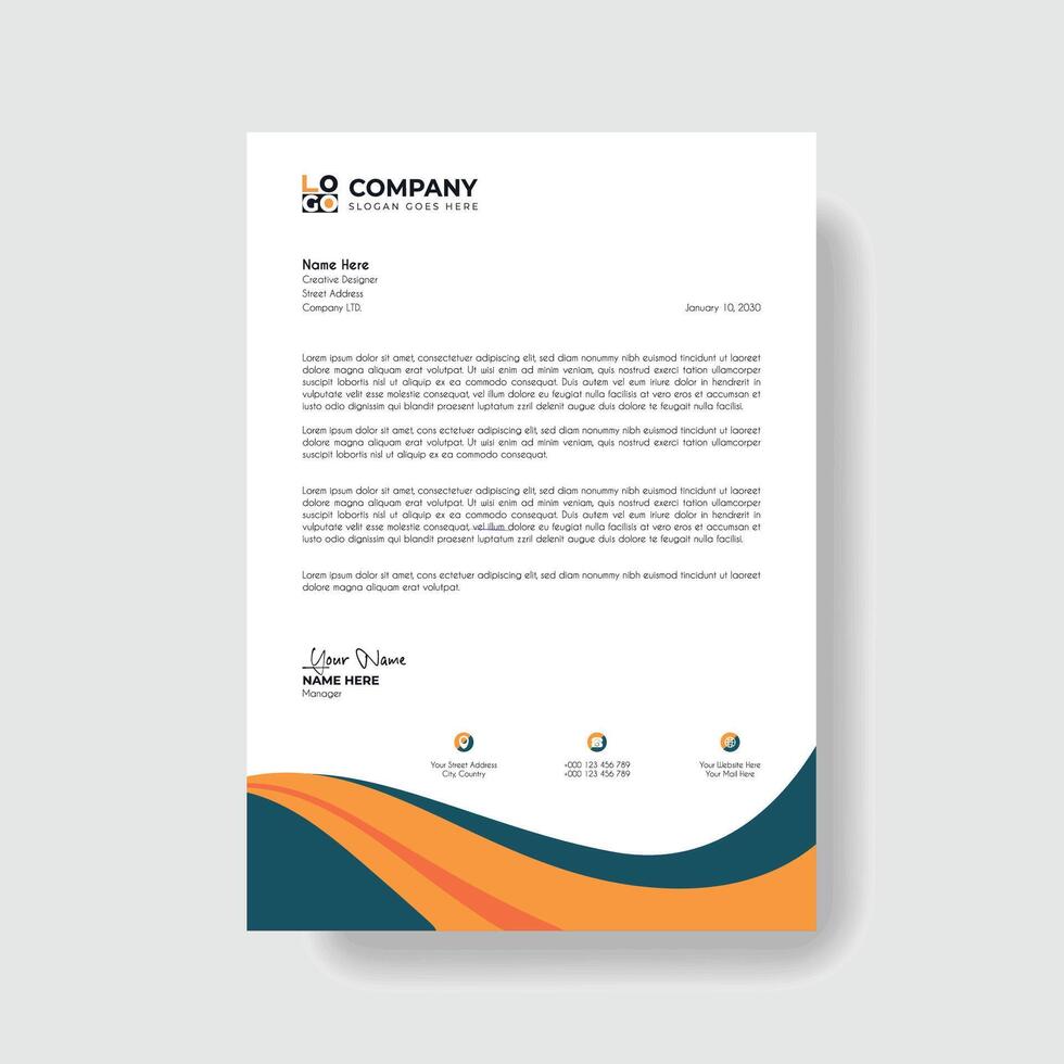 Professional And Creative Modern Corporate Business Letter Head Template. vector