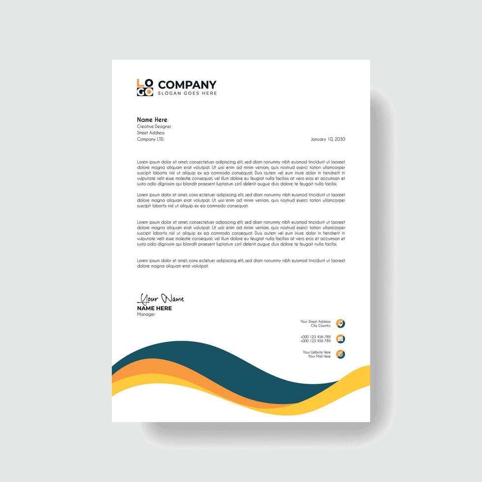 Professional And Creative Modern Corporate Business Letter Head Template. vector