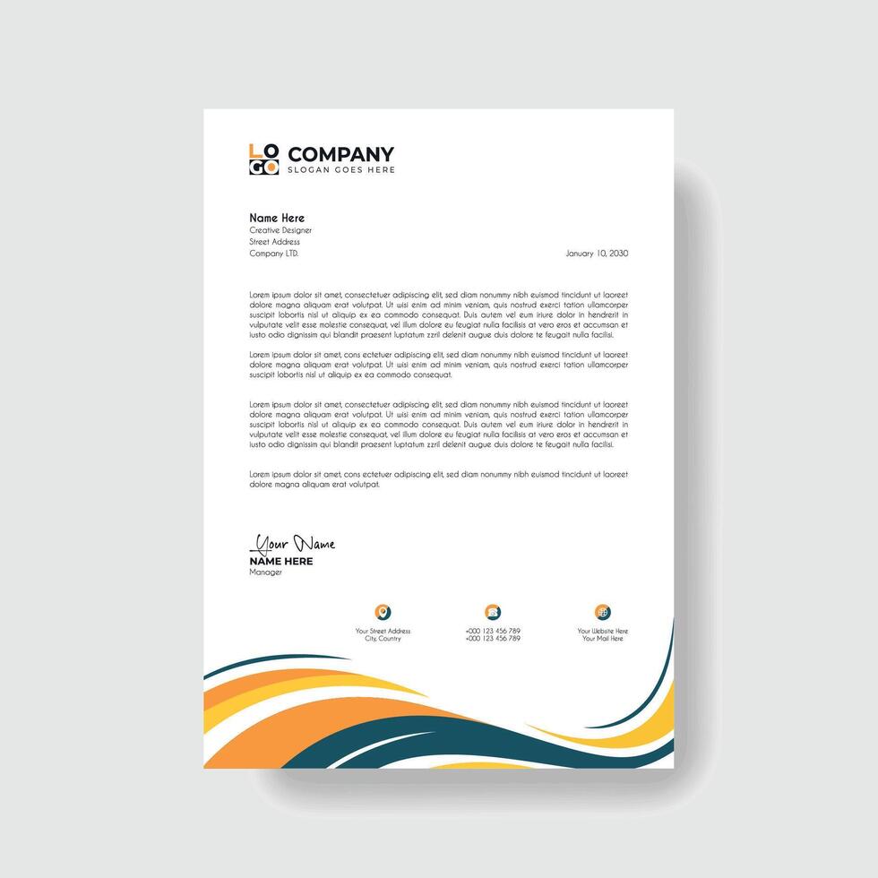 Professional And Creative Modern Corporate Business Letter Head Template. vector