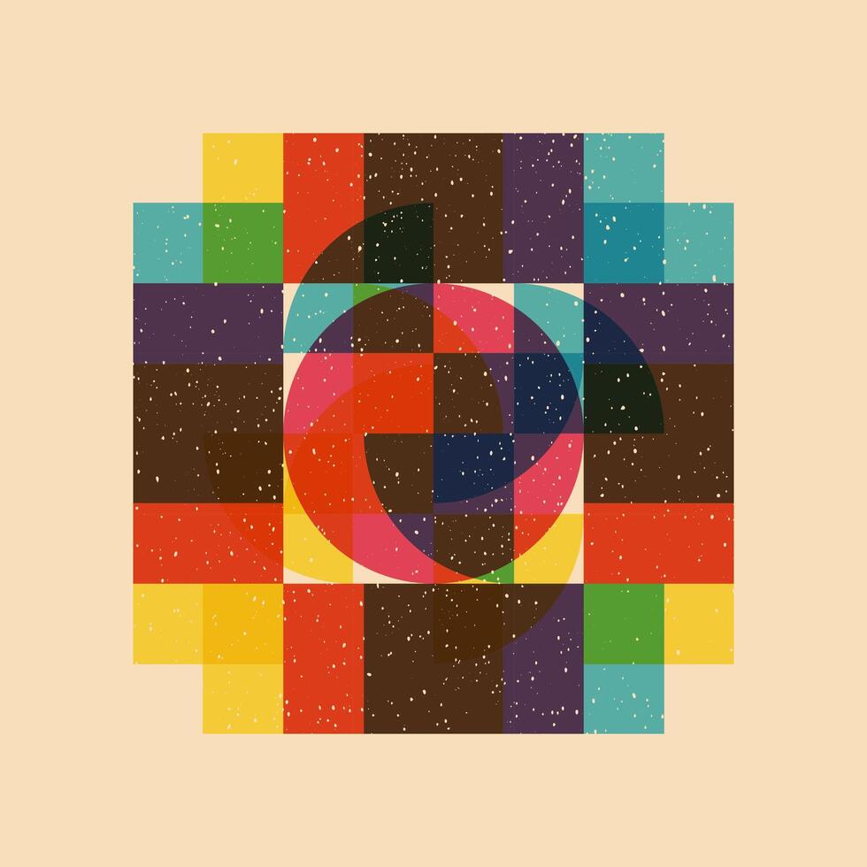 Geometric object with riso print effect. . Graphic element for fabric, textile, clothing, wrapping paper, wallpaper, poster. Graphic element. Perfect For your own decoration or design vector