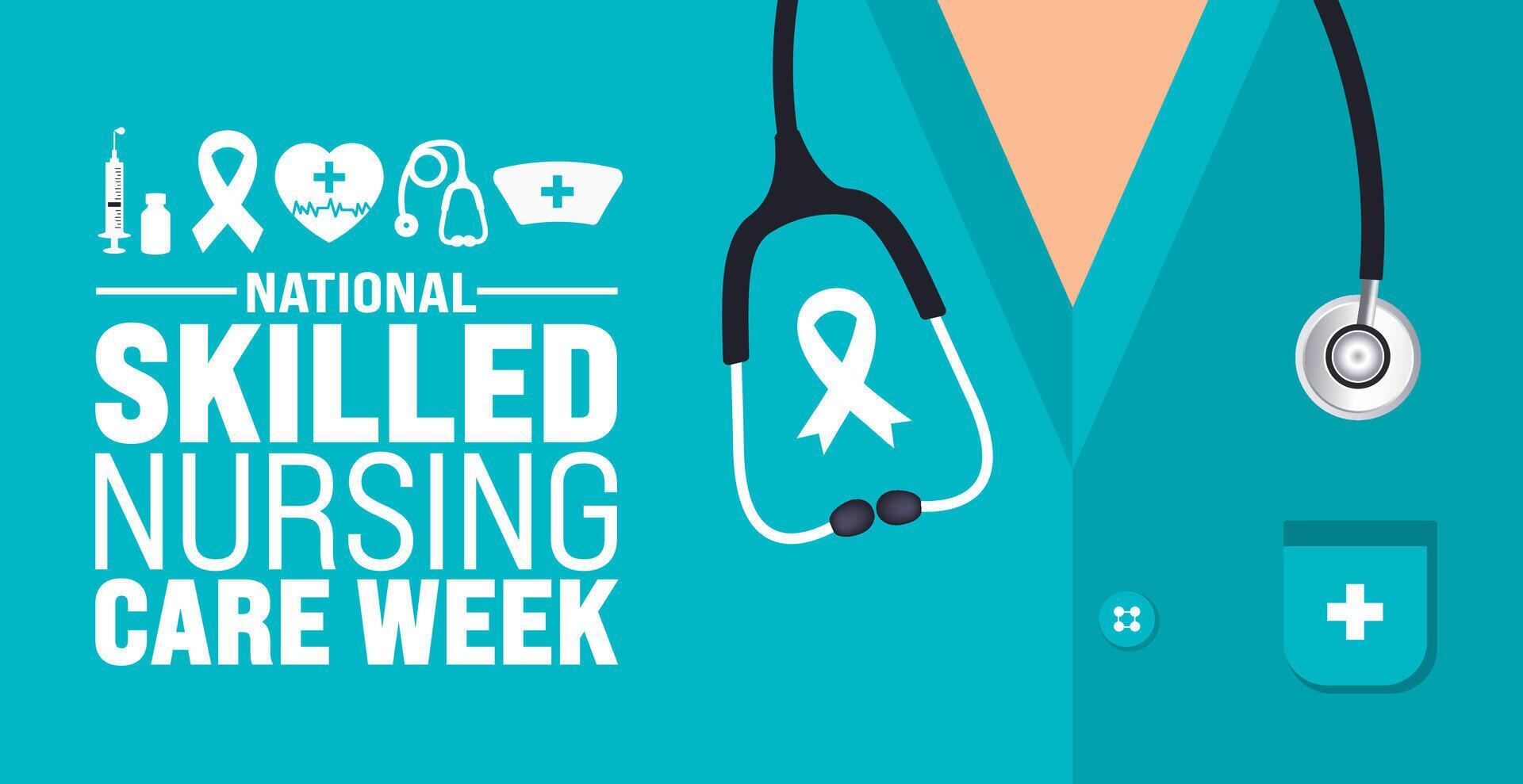 May is National Skilled Nursing Care Week background template. Holiday