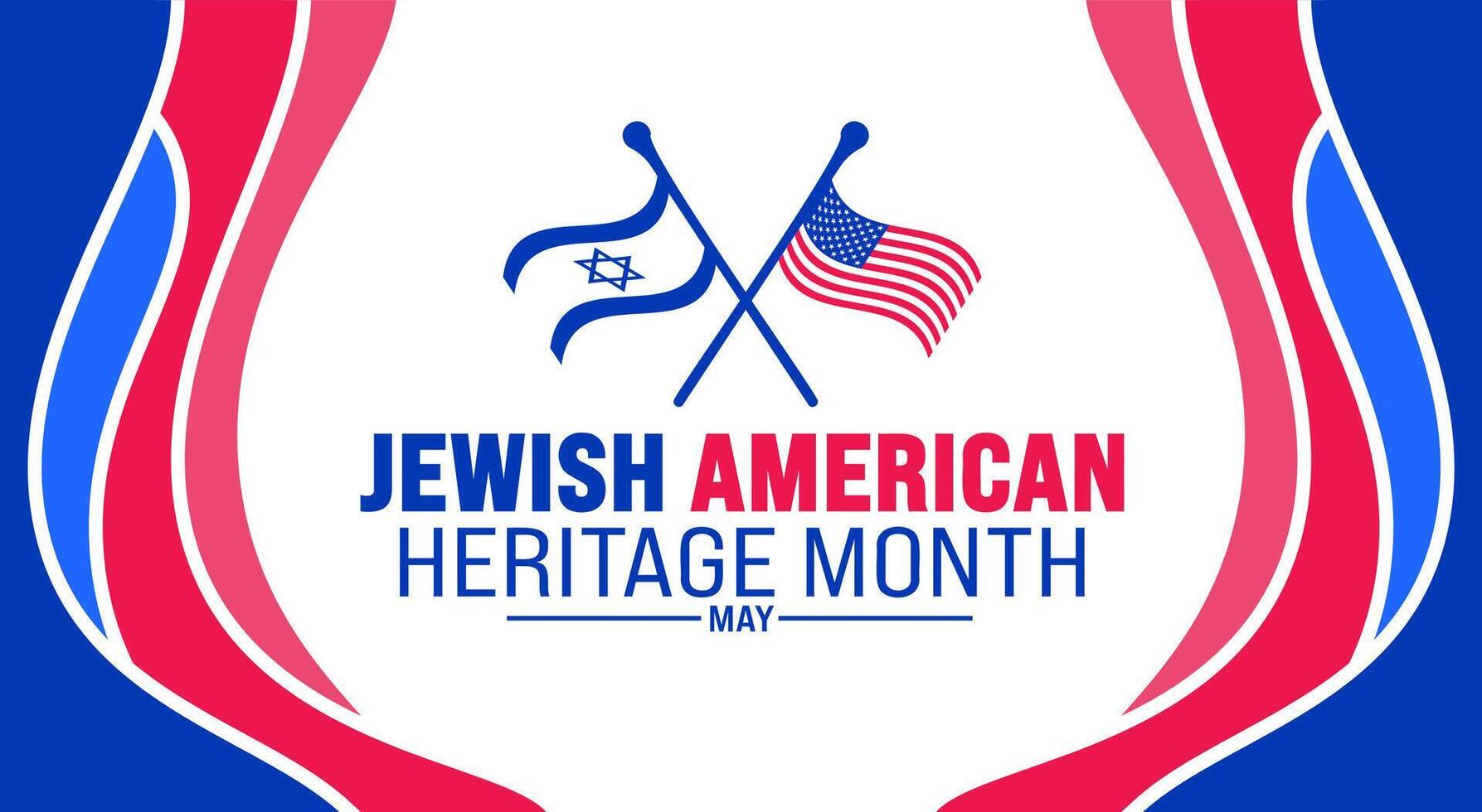 May is Jewish American Heritage Month background design template with united state and Israel Jewish flag. use to background, banner, placard, card, and poster design template. illustration vector