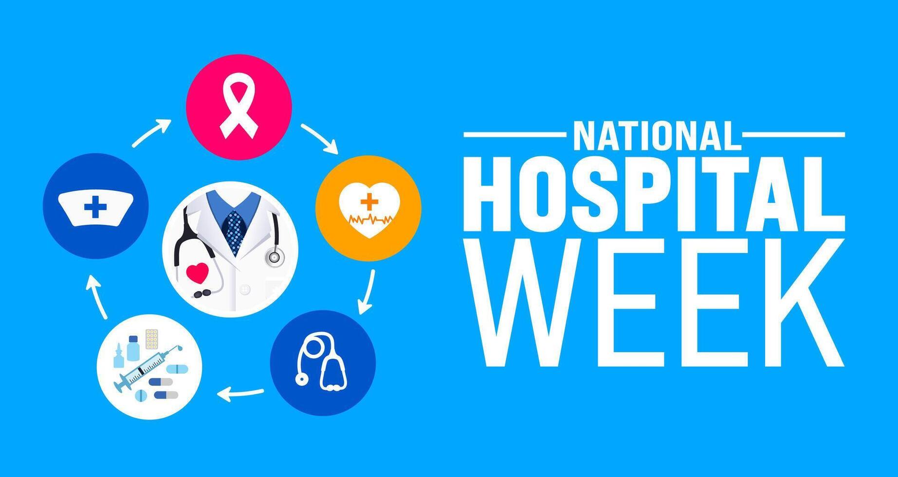 May is National Hospital Week background template. Holiday concept. use to background, banner, placard, card, and poster design template with text inscription and standard color. vector