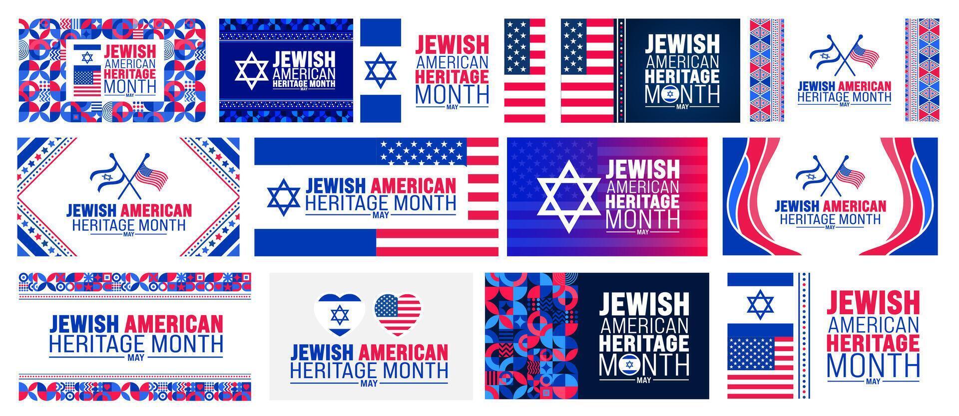 May is Jewish American Heritage Month background design template bundle. use to background, banner, placard, card, and poster design template. vector