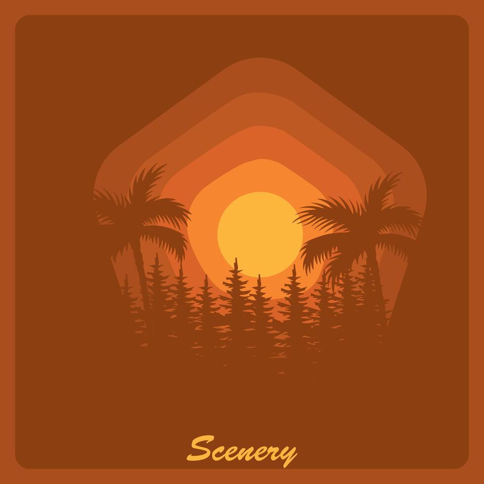 bosque silueta para emblema,bosque logo ilustracion vector