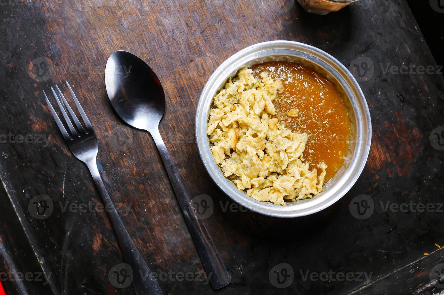 Aseed or Aseeda served in dish isolated on red mat top view on table arabic food photo