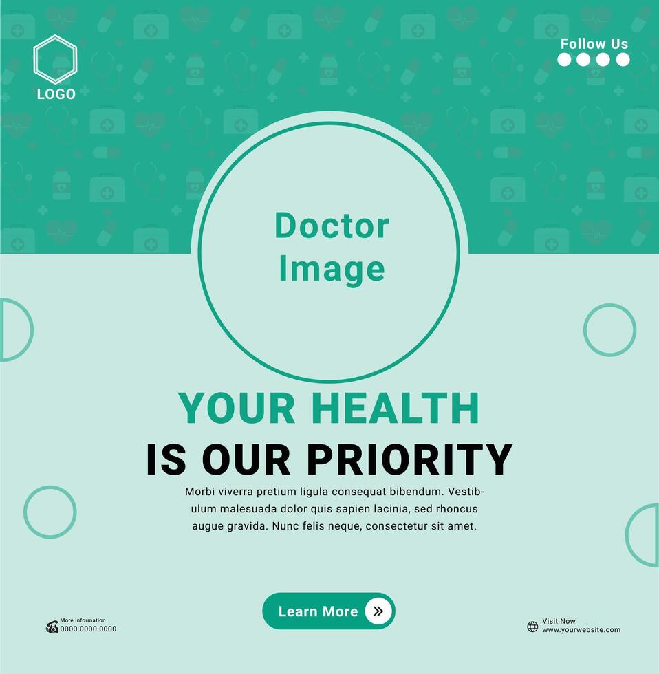 Medical healthcare and doctors web banner template. vector