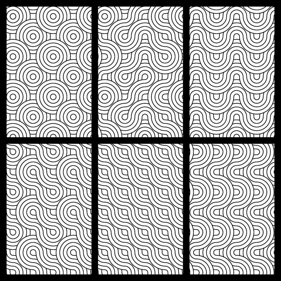 a set of six black and white abstract patterns vector