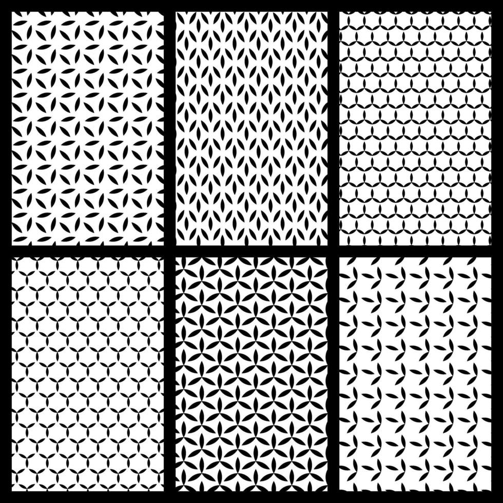 un conjunto de negro y blanco geométrico patrones vector
