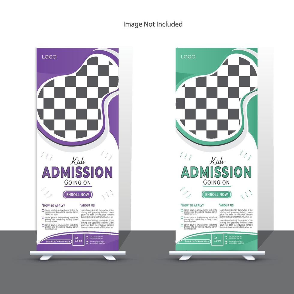 Professional Kids Admission Roll Up Banner Design Template vector