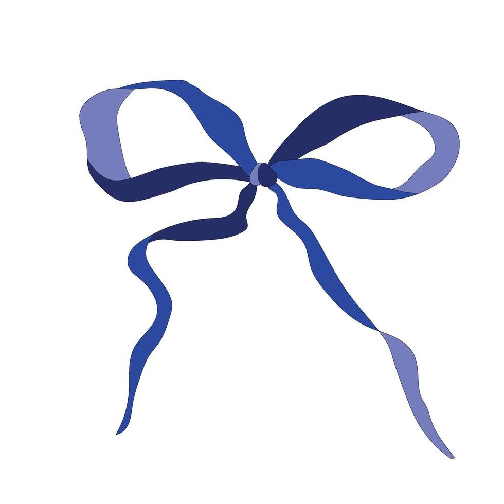 Blue bow on white background , flat style illustration isolated vector
