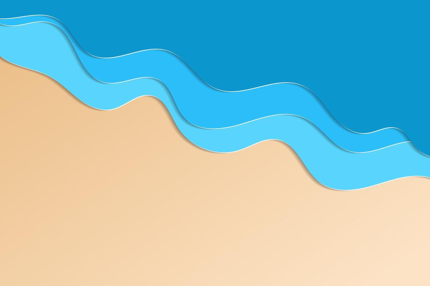 Sea wave background paper cut. Summer beach wallpaper. vector