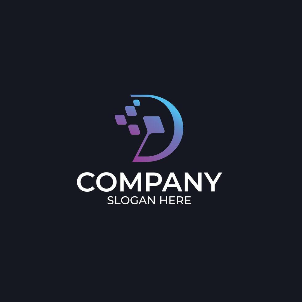 Letter D for technology ,tech ,Digital Modern Logo design vector