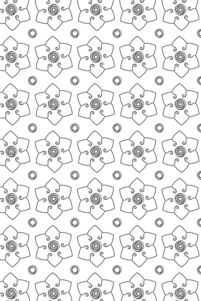 Black and white Floral shapes seamless pattern. illustrations vector