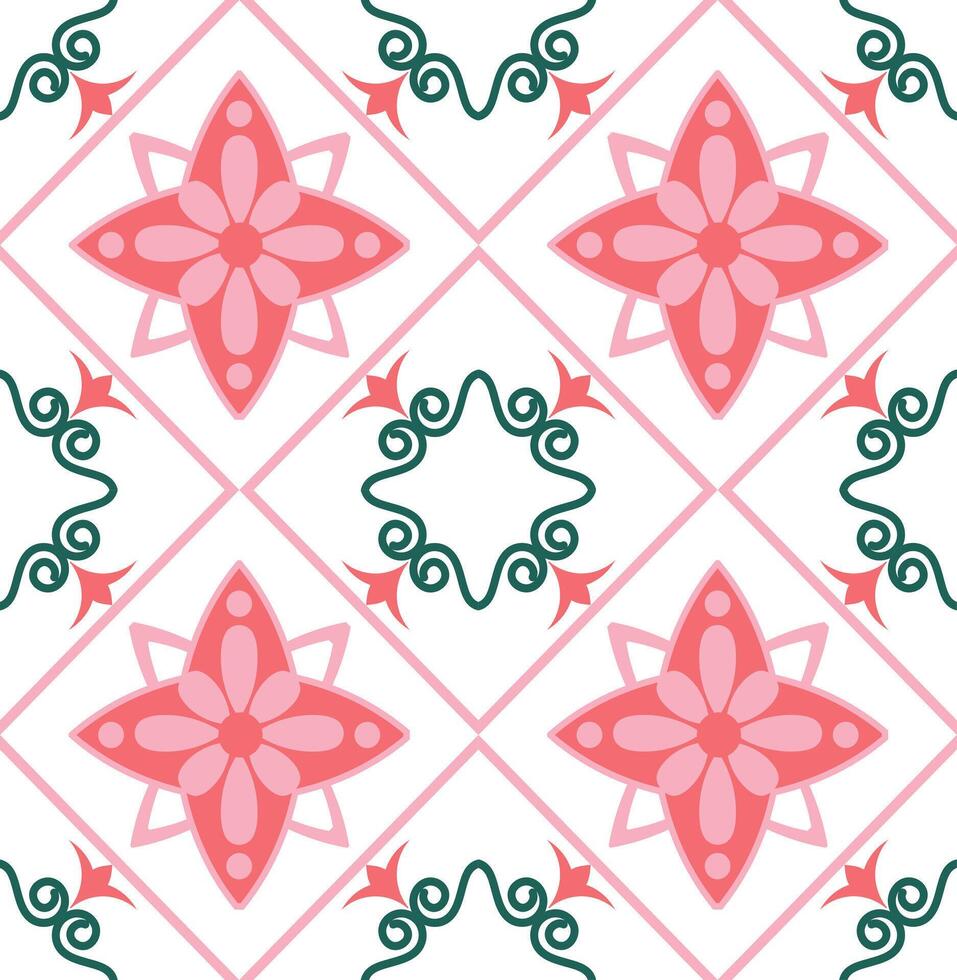 Seamless pattern with decorative abstract flowers in pink and white colours. vector