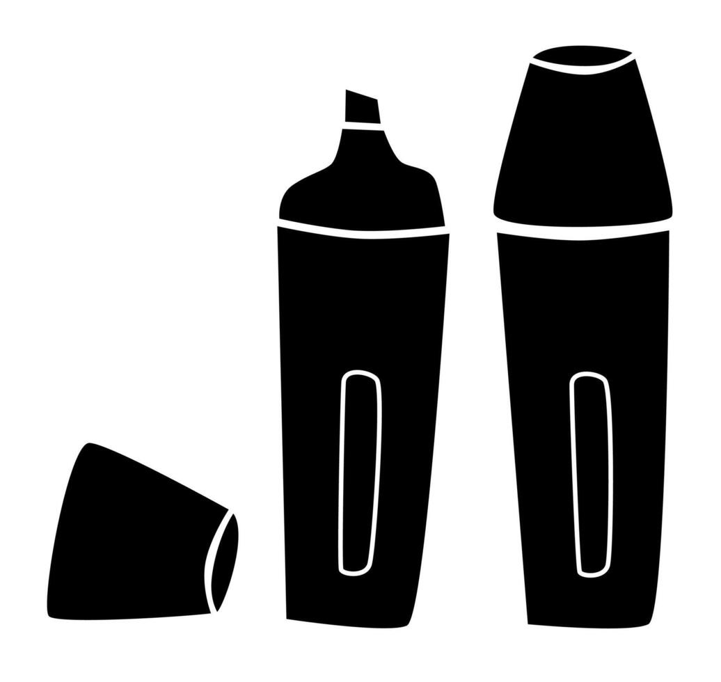 two highlight markers on a white background, in the style of doodle. Simple illustration. vector