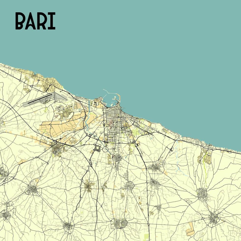 Bari, Italy map poster art vector