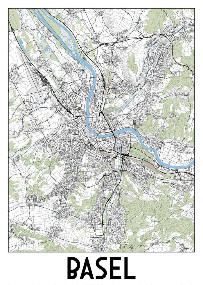 Basilea, Suiza mapa póster Arte vector