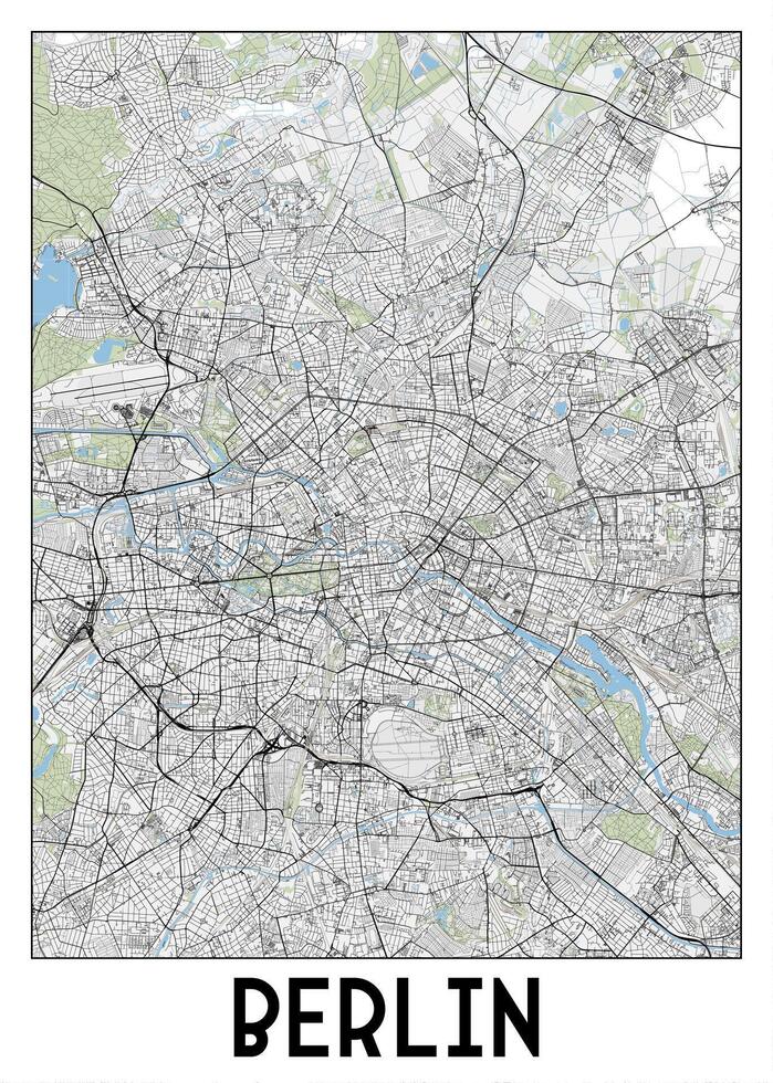 Berlin, Germany map poster art vector