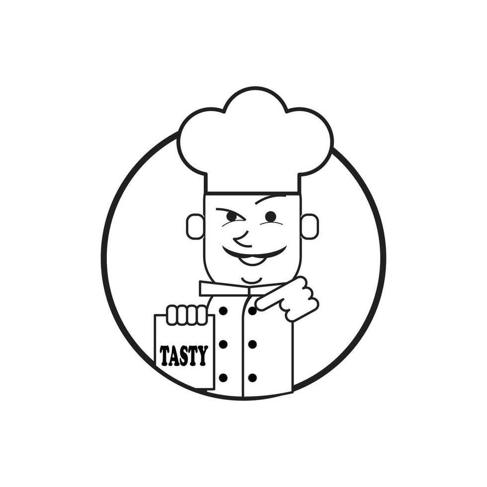 Illustration of a male chef holding a tray vector