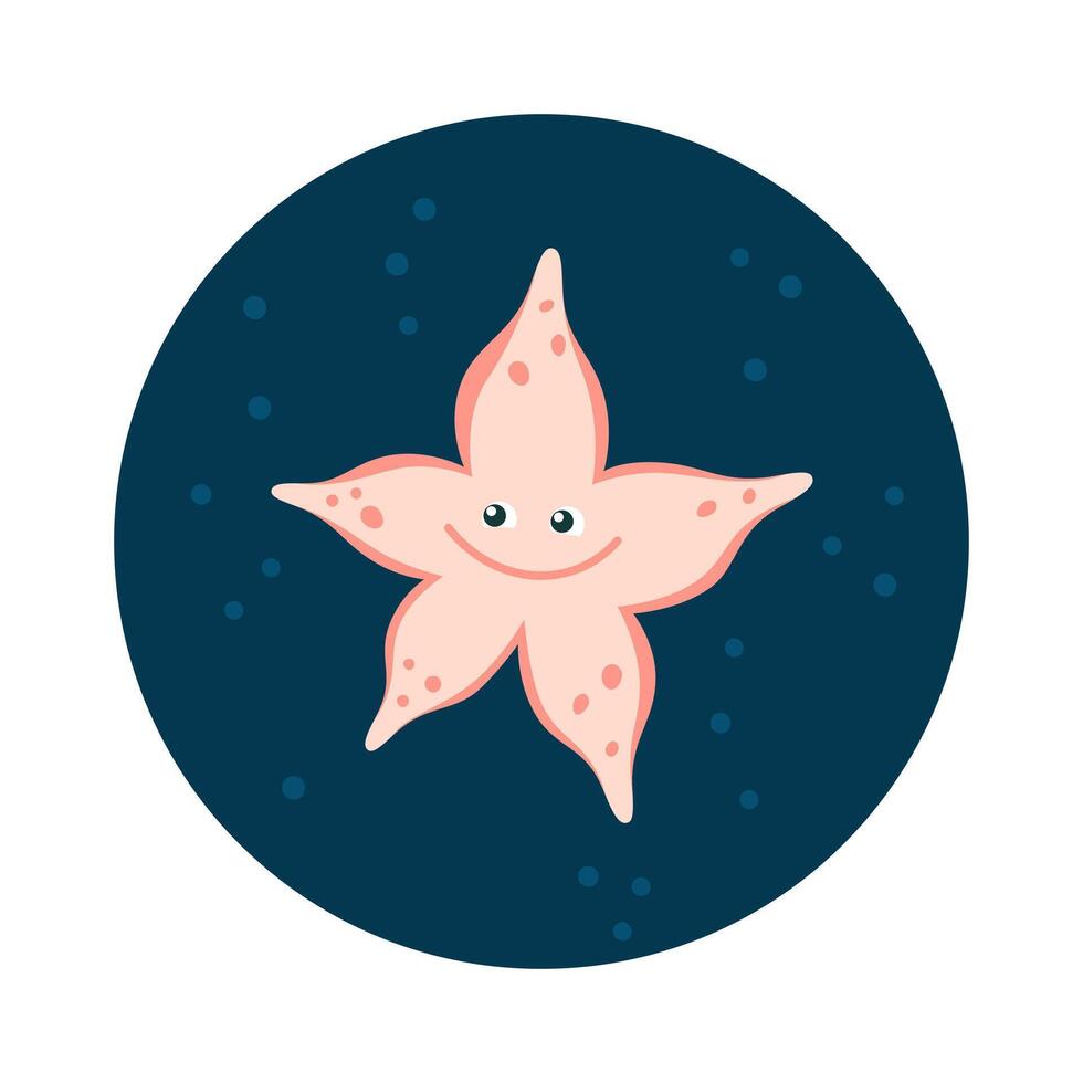 Cute starfish. Icon. Animal world of the ocean. Flat cartoon style. vector