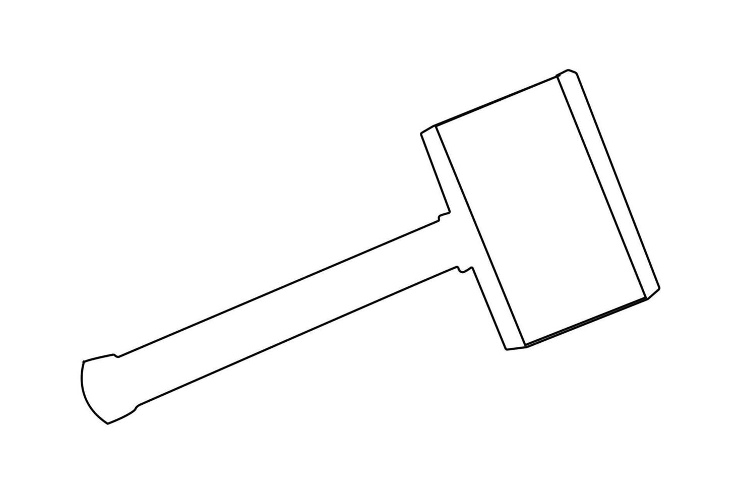 Hammer outline . Continuous line drawing of a hammer. vector