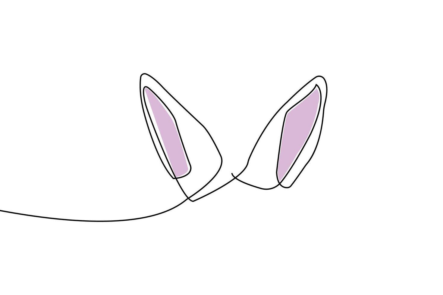 Continuous line drawing of rabbit ear vector