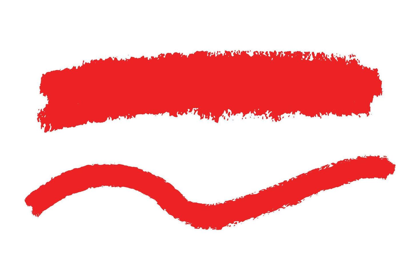 Set of red stroke on white background, hand drawn stroke vector