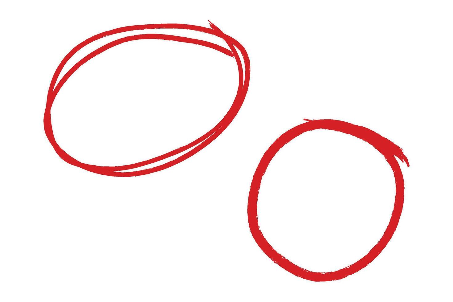 Set of hand drawn red circle, brush stroke highlighter vector