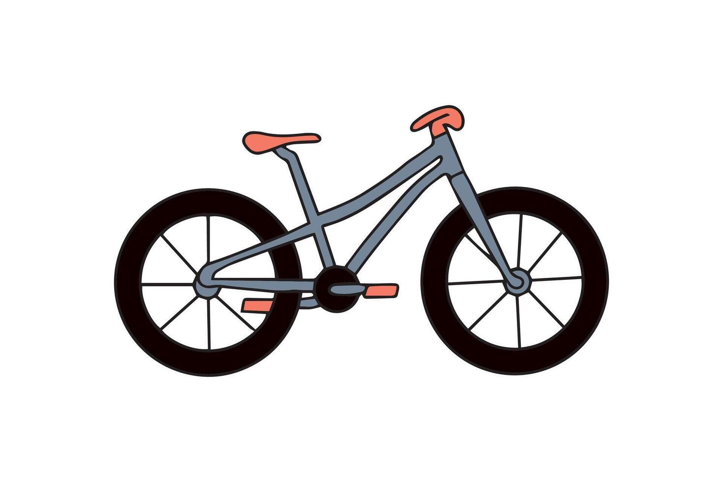 Bicycle icon in doodle style on a white background. Place location marker. illustration. vector