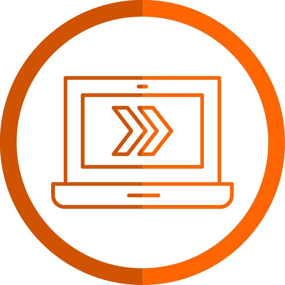 Fast Forward Line Orange Circle Icon vector
