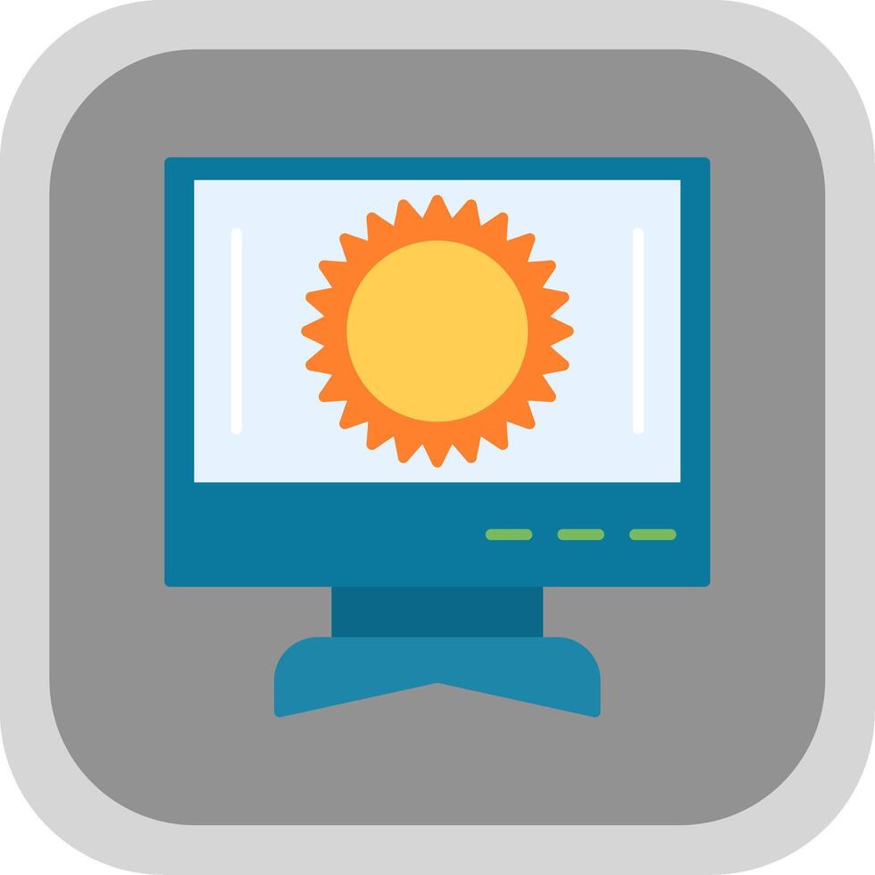 Sun Flat Round Corner Icon vector