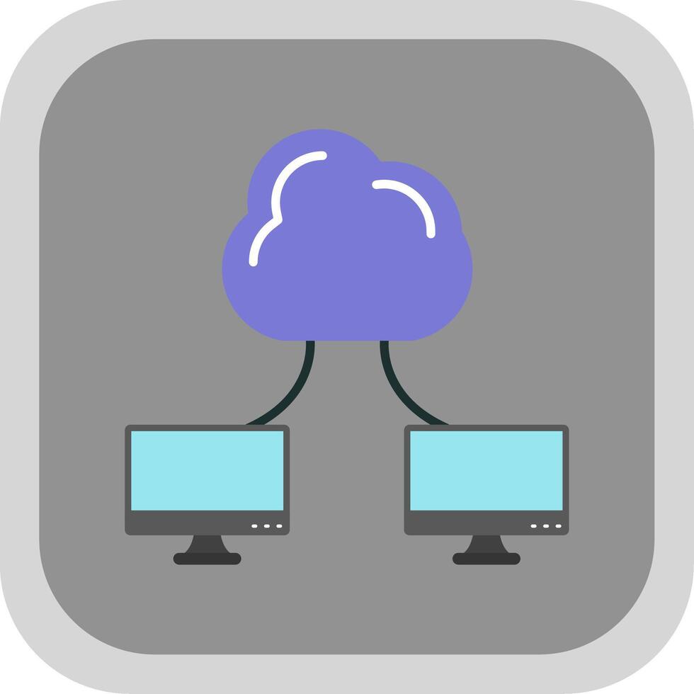 Cloud Computing Flat Round Corner Icon vector