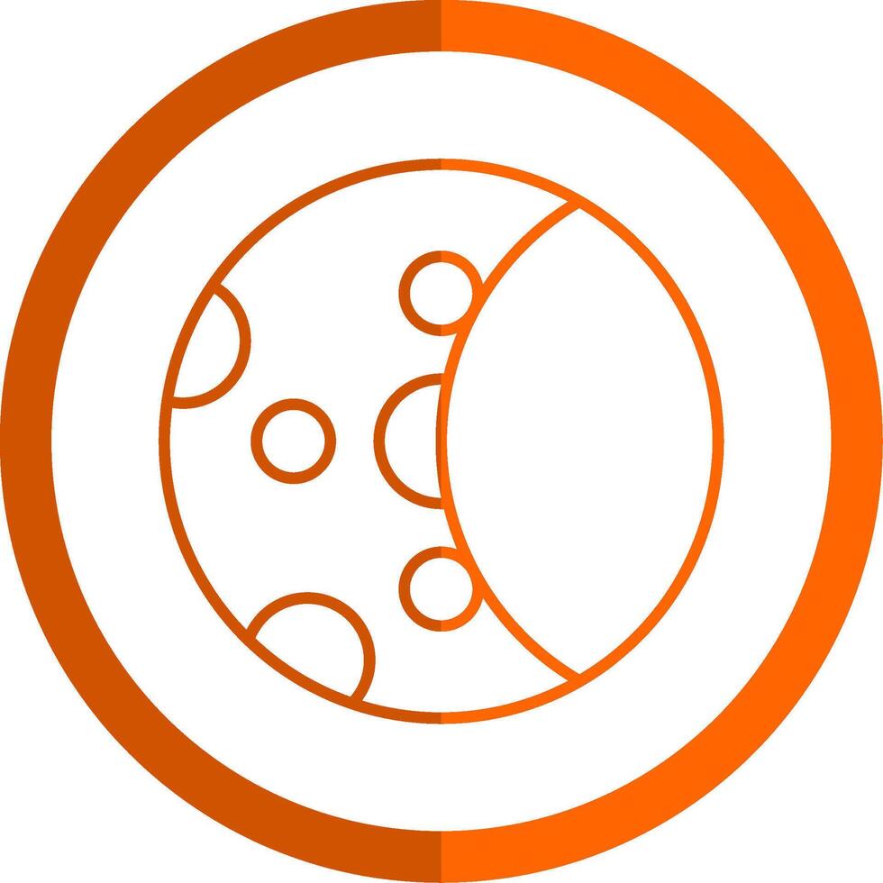 Moon Phase Line Orange Circle Icon vector