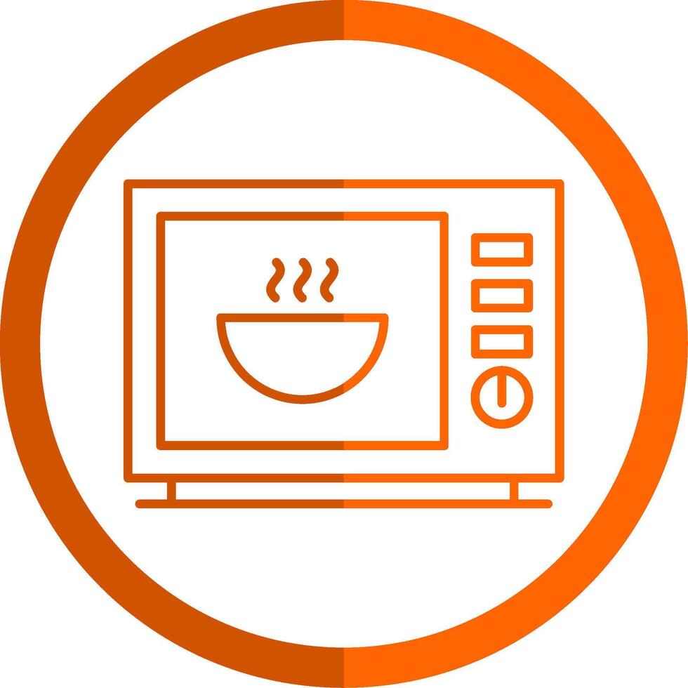 Microwave Line Orange Circle Icon vector