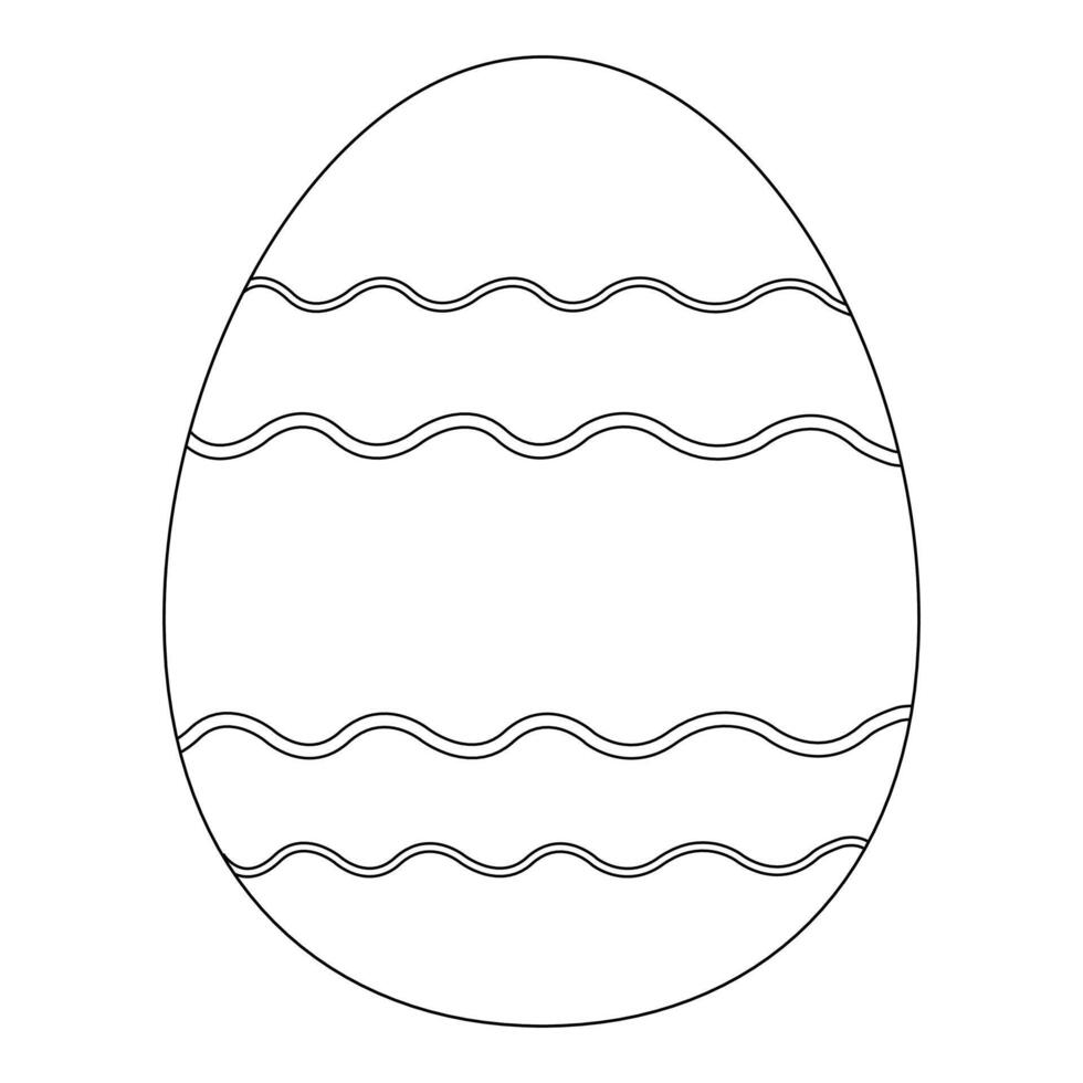 Childrens coloring books. Easter egg decorated with waves. vector